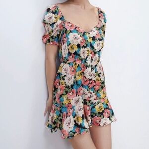 Zara Multicolor Floral Mini Dress